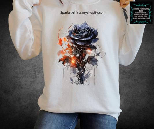 Fiery Black Rose Graphic Sweatshirt